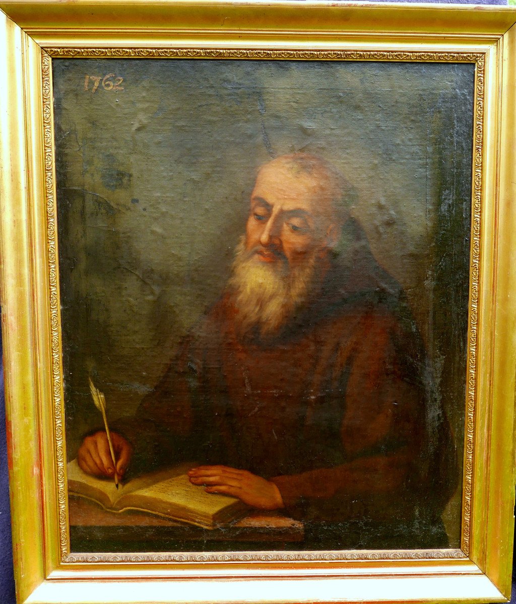 Portrait Of A Man Saint Augustine Louis XV Period Oil/canvas From The 18th Century