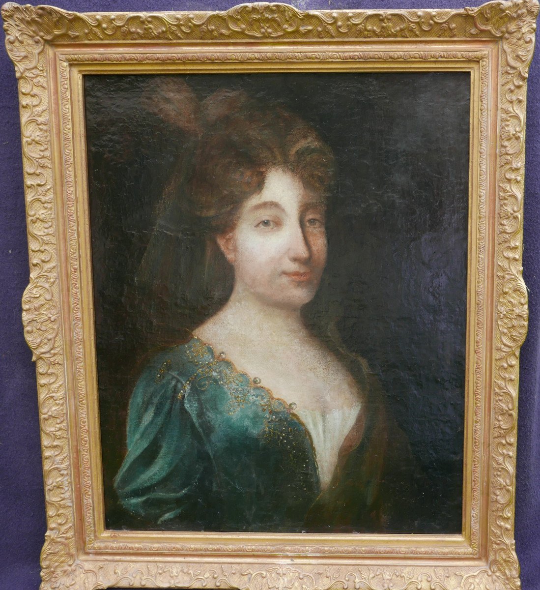 Portrait De Femme Au Voile Louis XIV Huile/toile Début XVIIIème Siècle-photo-2