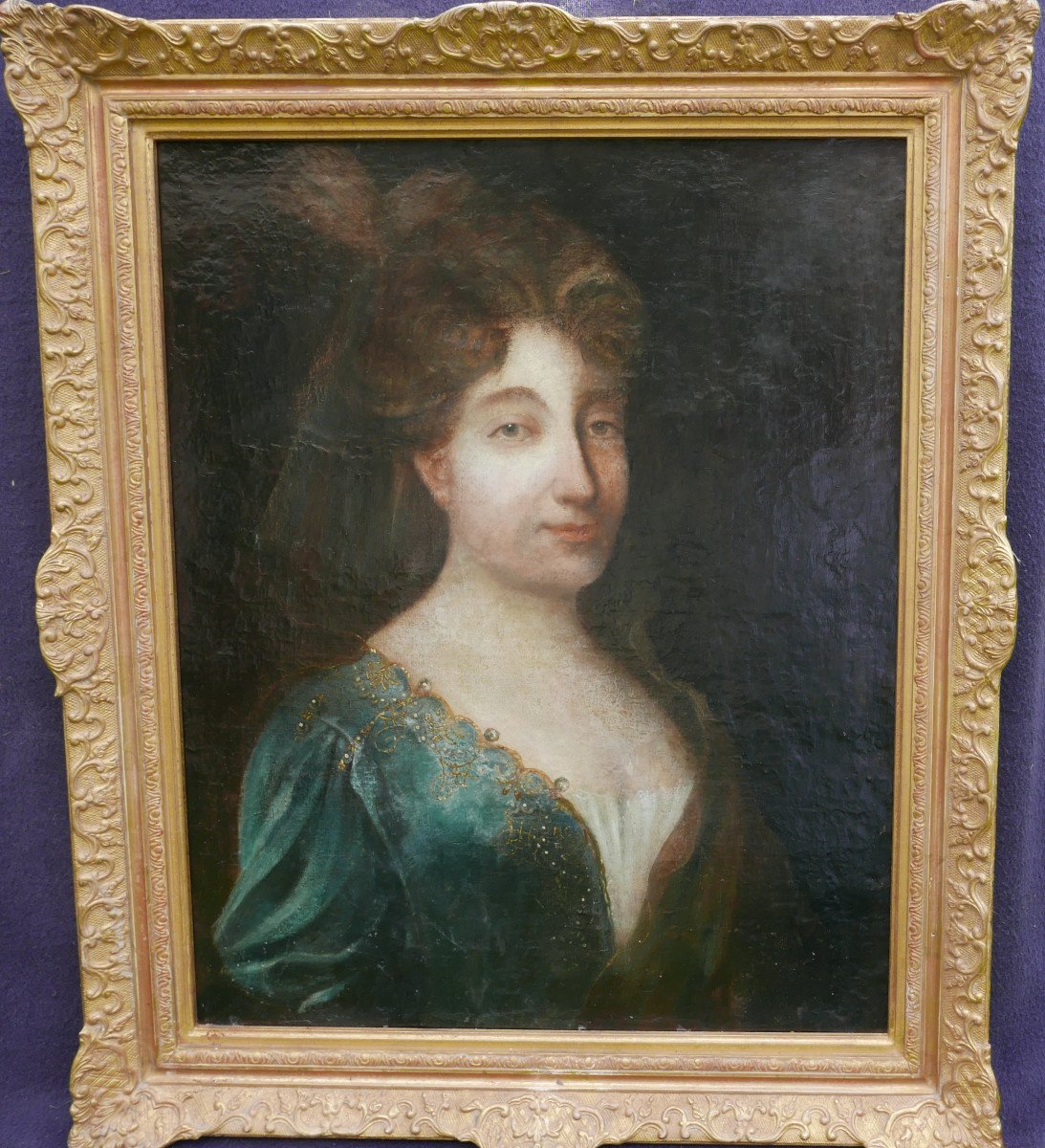 Portrait De Femme Au Voile Louis XIV Huile/toile Début XVIIIème Siècle