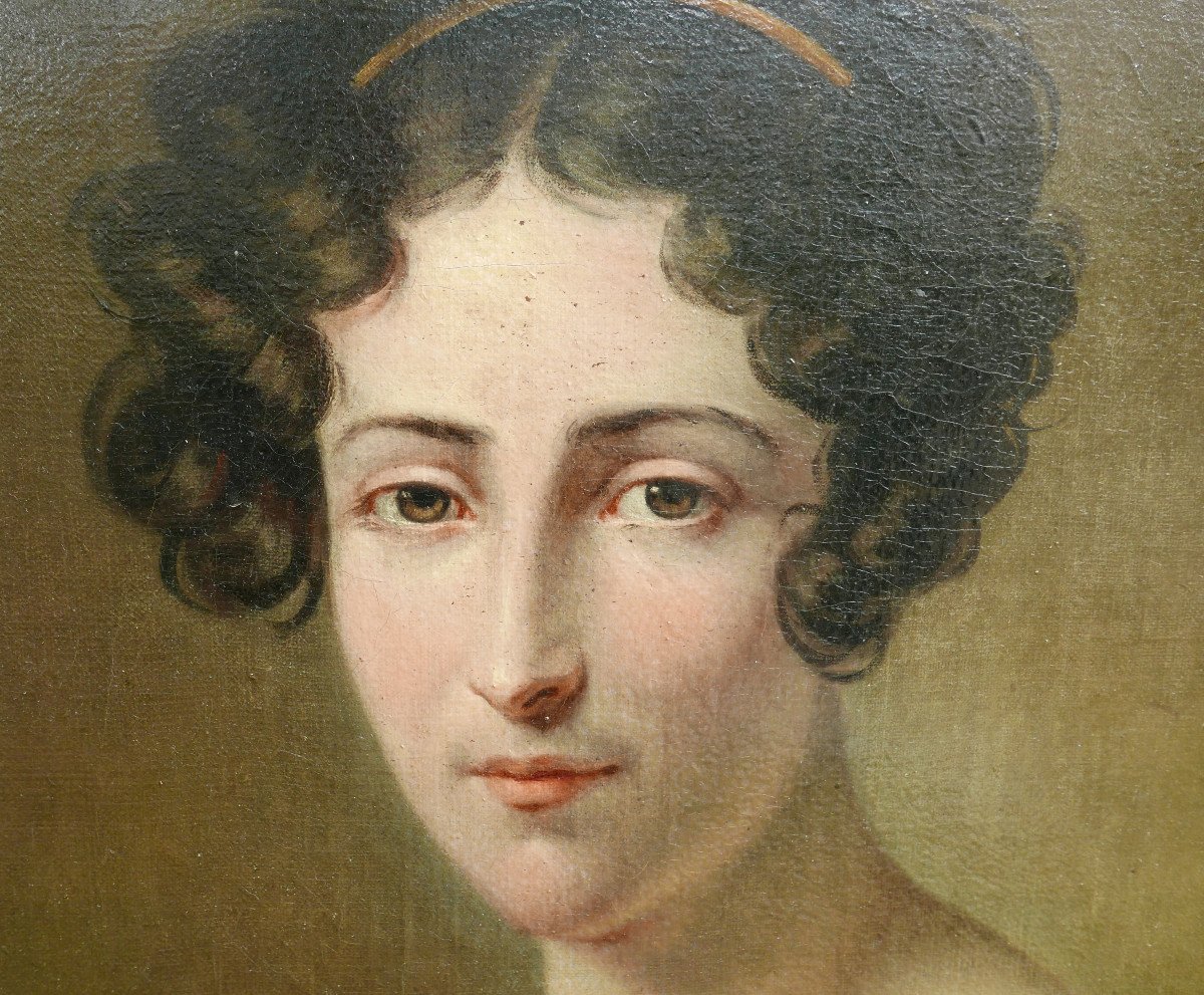 Ambroise Détrez Portrait Of Woman Oil/canvas From The 19th Century Signed-photo-1