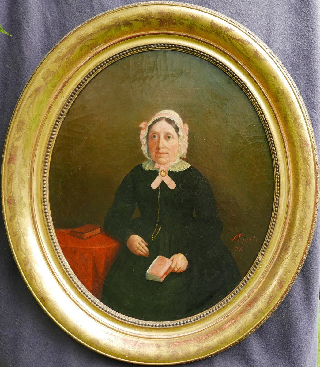 Darjou Portrait De Femme Epoque Second Empire Huile/toile Du XIXème Siècle Signé
