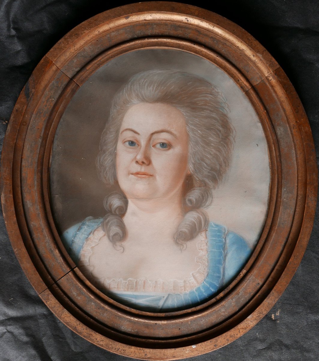 Portrait Of Oval Woman Louis XVI Period Pastel Late 18th Century