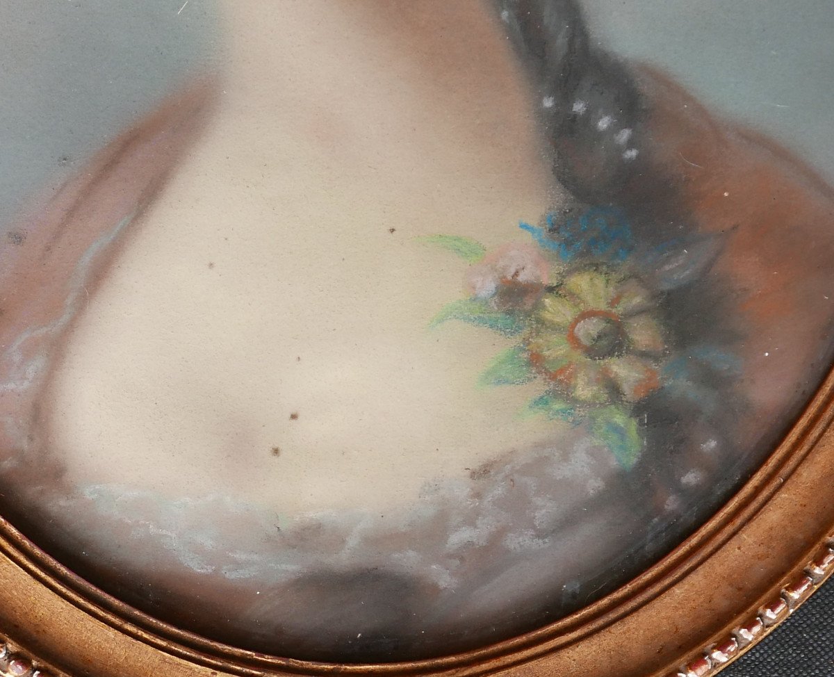 Portrait d'une Jeune Femme d'Après Drouais Epoque Louis XVI Pastel XVIIIe Siècle-photo-3