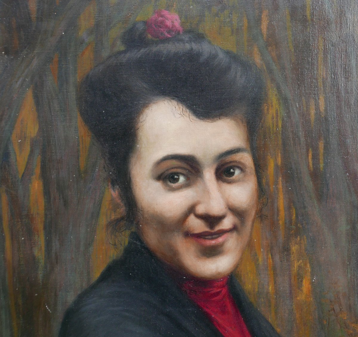 Portrait Of Woman With Shawl Oil/canvas Early 20th Century-photo-2