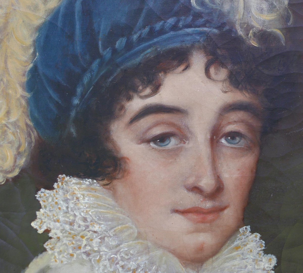 Portrait Of Woman In Ermine Mantle Oil/canvas From The 19th Century-photo-4