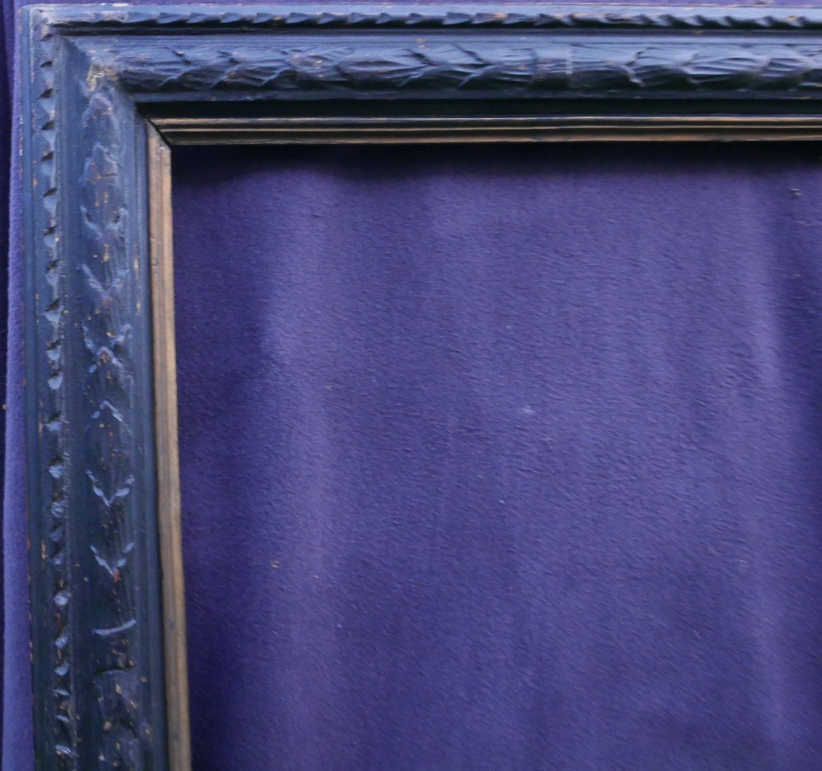 N° 910 CADRE Bois Sculpté Noir fin XVIIIème siècle pour Châssis 78.3 x 56.5 cm-photo-3