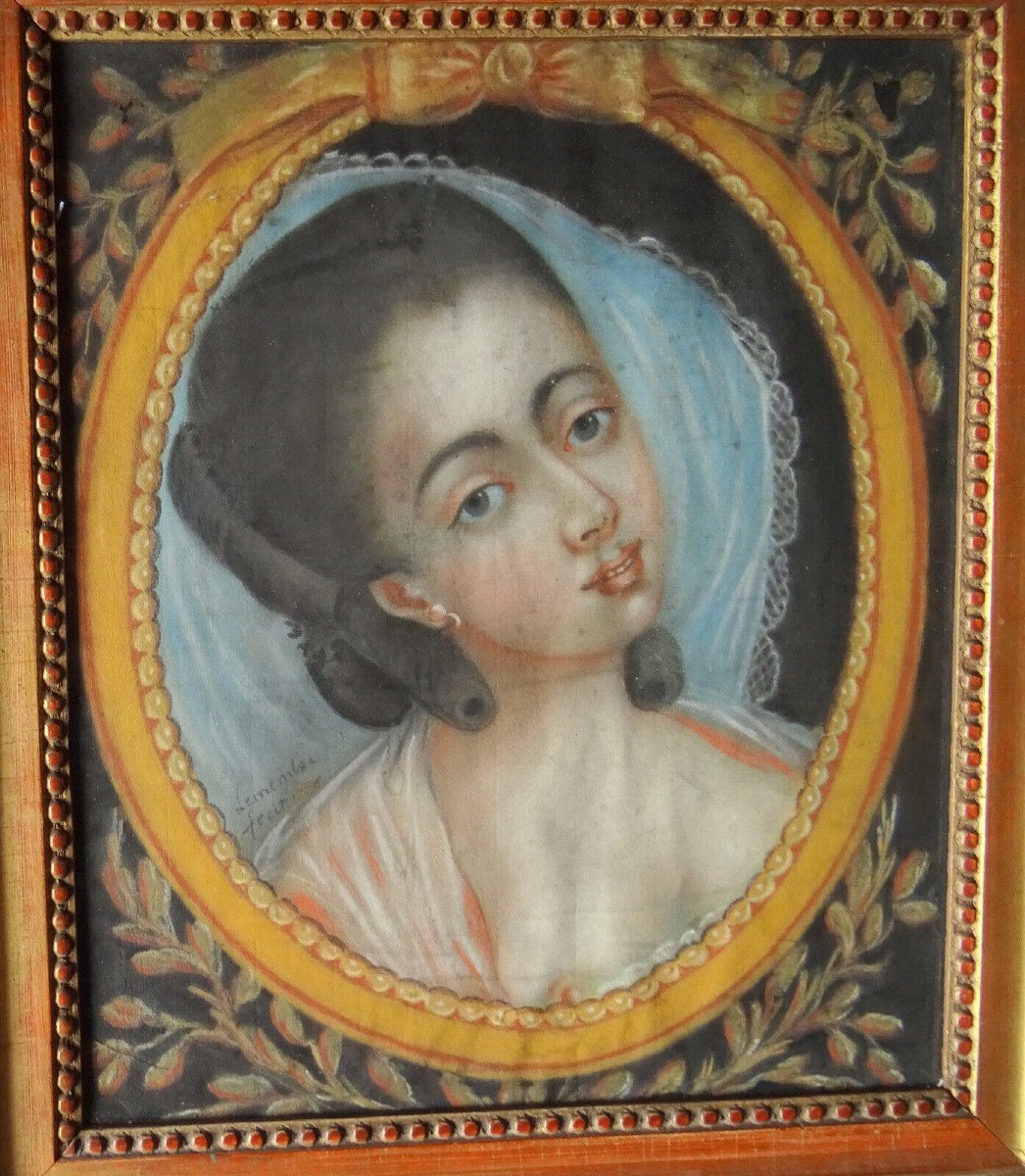 Portrait Of Young Woman Louis XVI Period French School 18th Century Pastel-photo-4