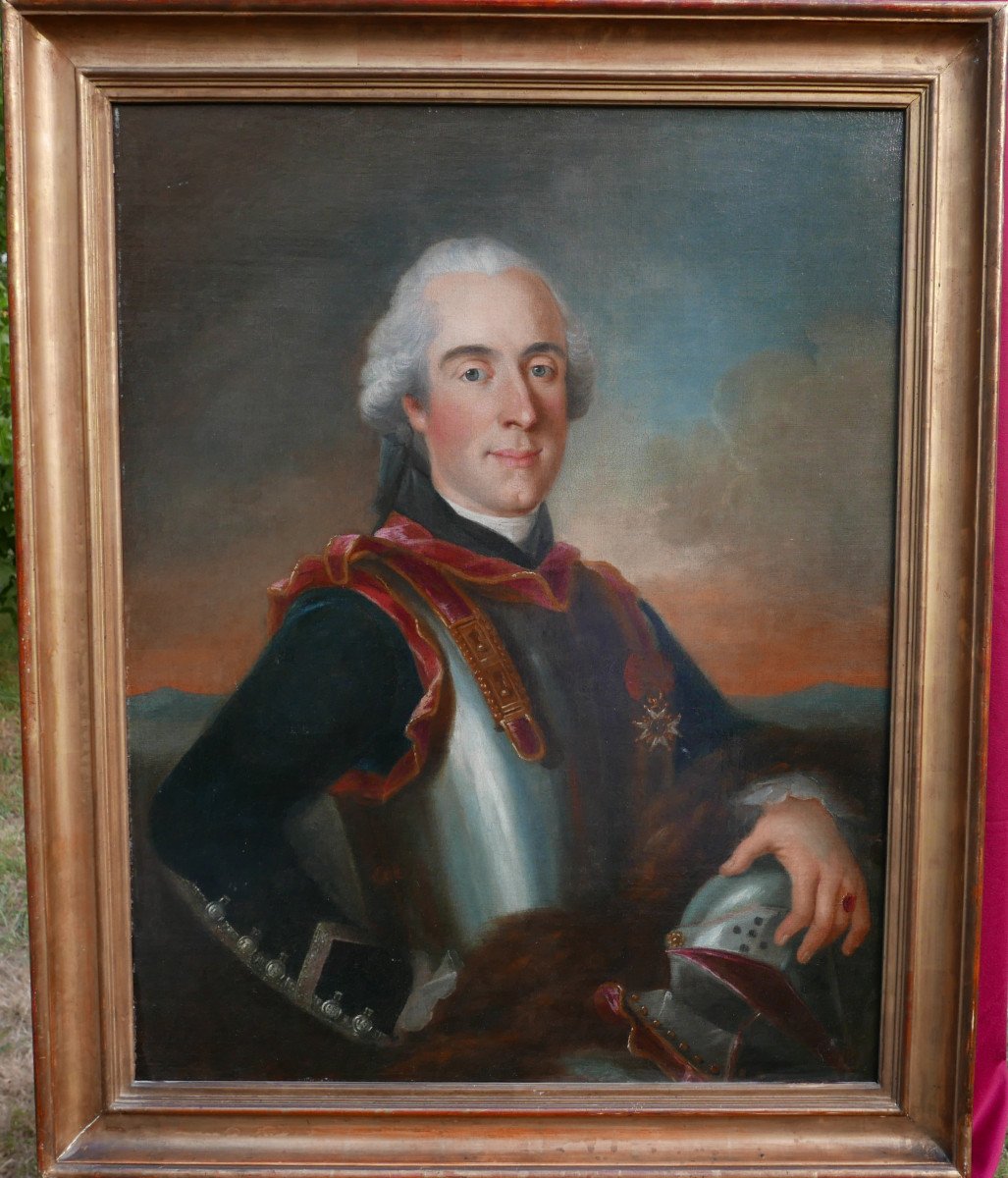 Portrait Of A Male Officer Louis XV Period Oil/canvas 18th Century-photo-2