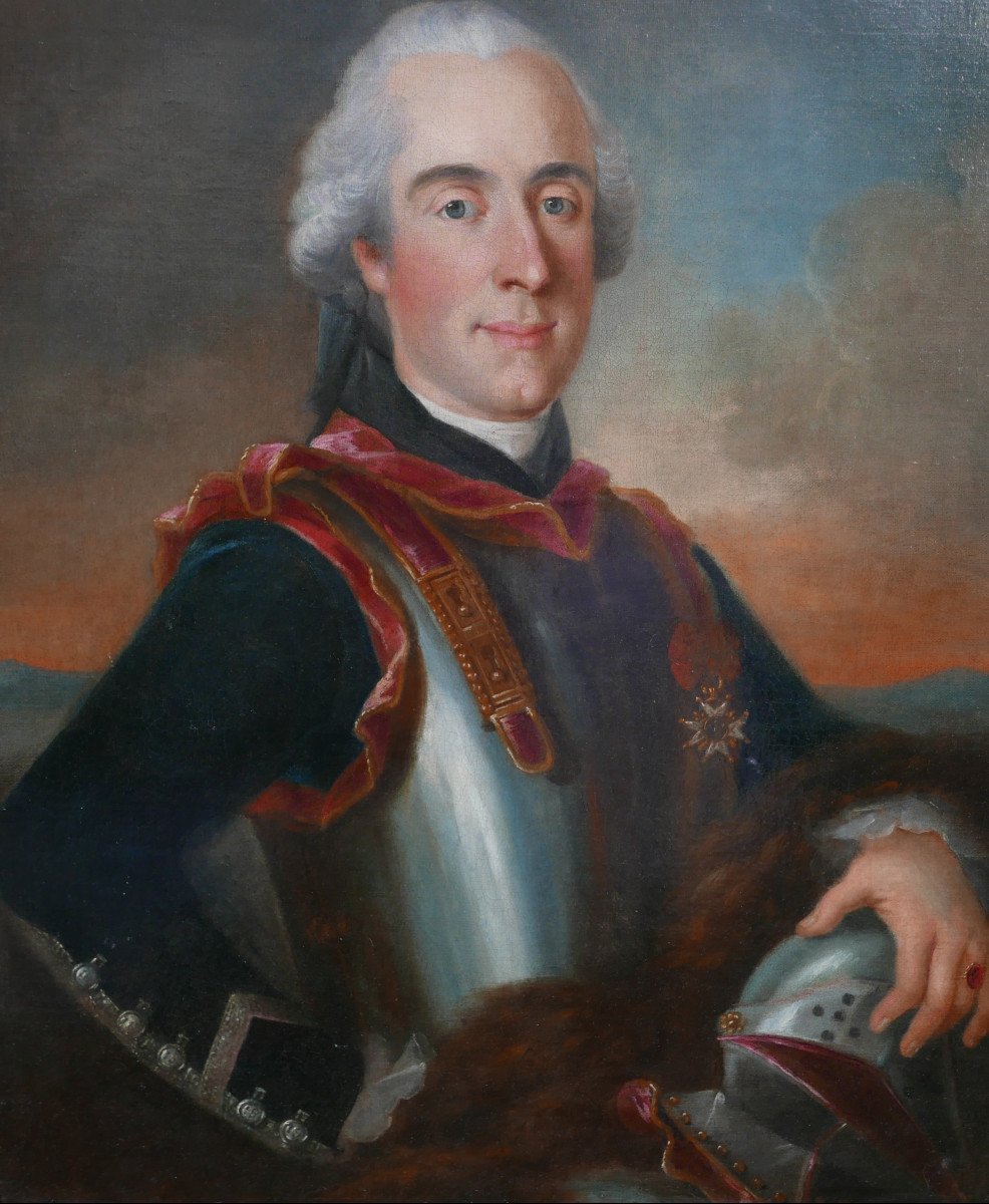 Portrait Of A Male Officer Louis XV Period Oil/canvas 18th Century-photo-2