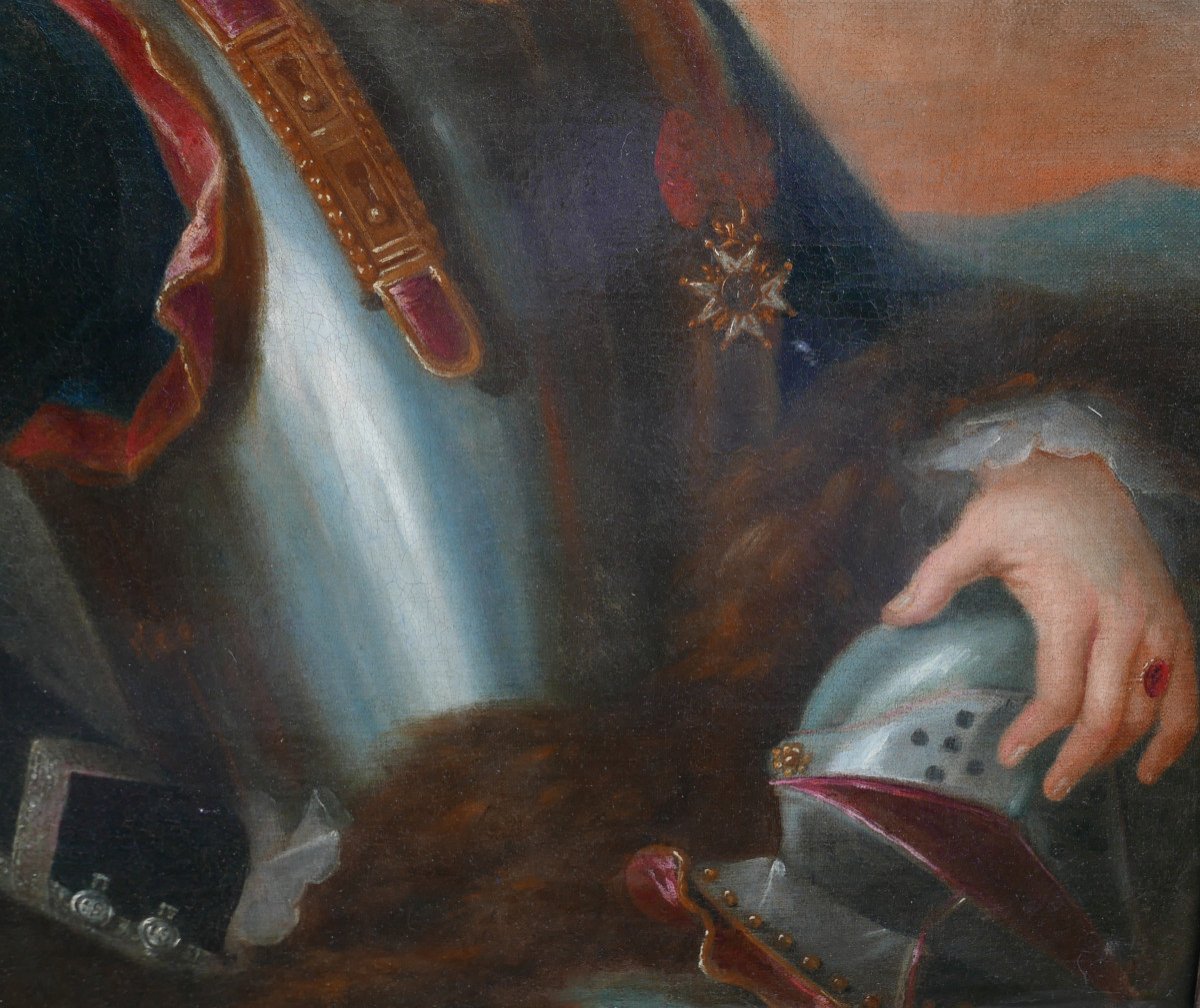 Portrait Of A Male Officer Louis XV Period Oil/canvas 18th Century-photo-3