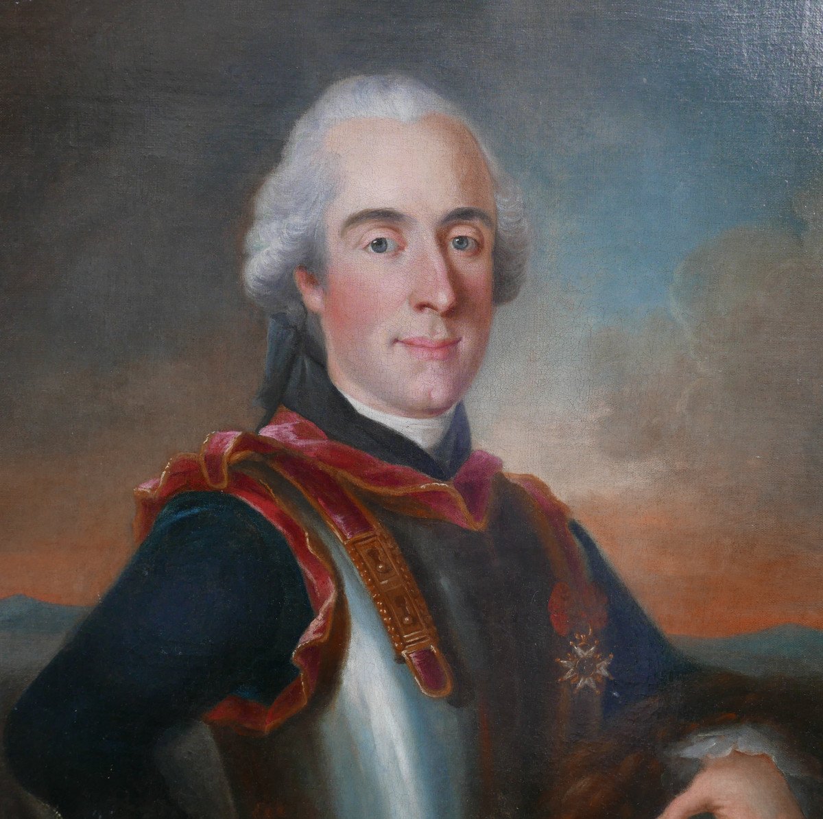 Portrait Of A Male Officer Louis XV Period Oil/canvas 18th Century-photo-4