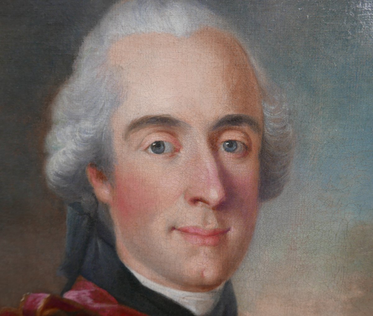 Portrait Of A Male Officer Louis XV Period Oil/canvas 18th Century-photo-5