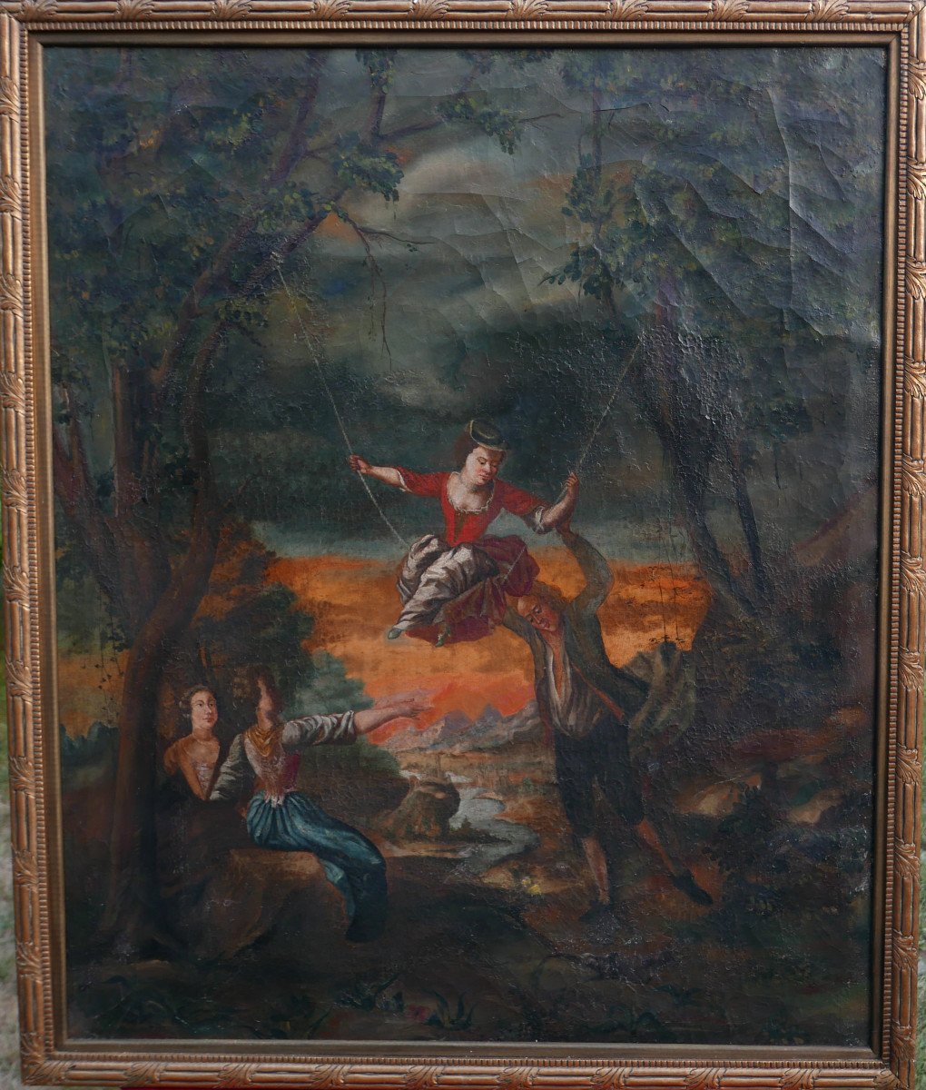 Large Genre Scene Escarlopette Louis XV Oil/canvas 18th Century
