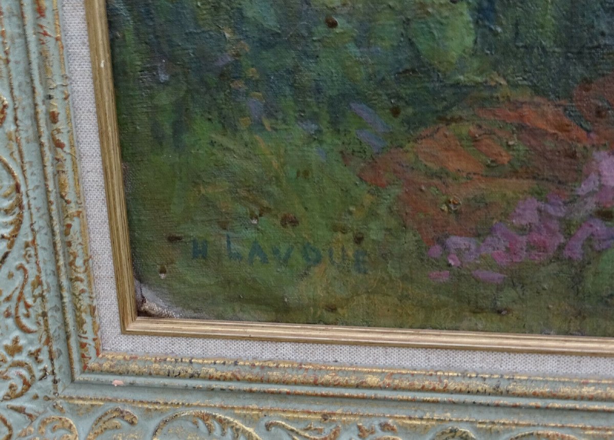 Henri Lavoué Large Portrait Bather Oil/canvas Early 20th Century-photo-2