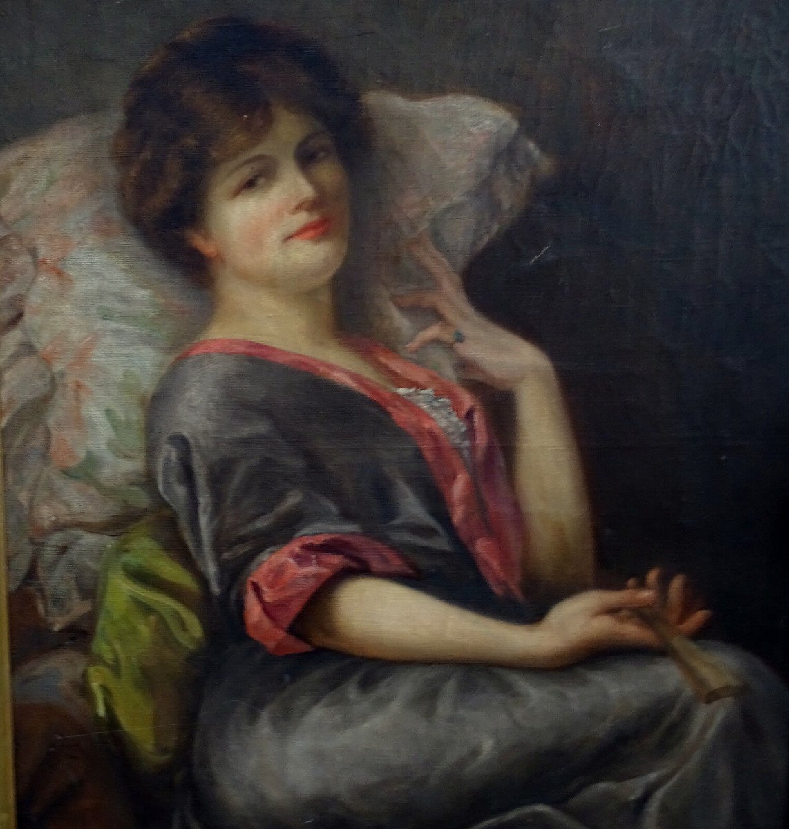 M Chantelauzen Portrait Of A Woman Oil/canvas 19th-20th Century-photo-4