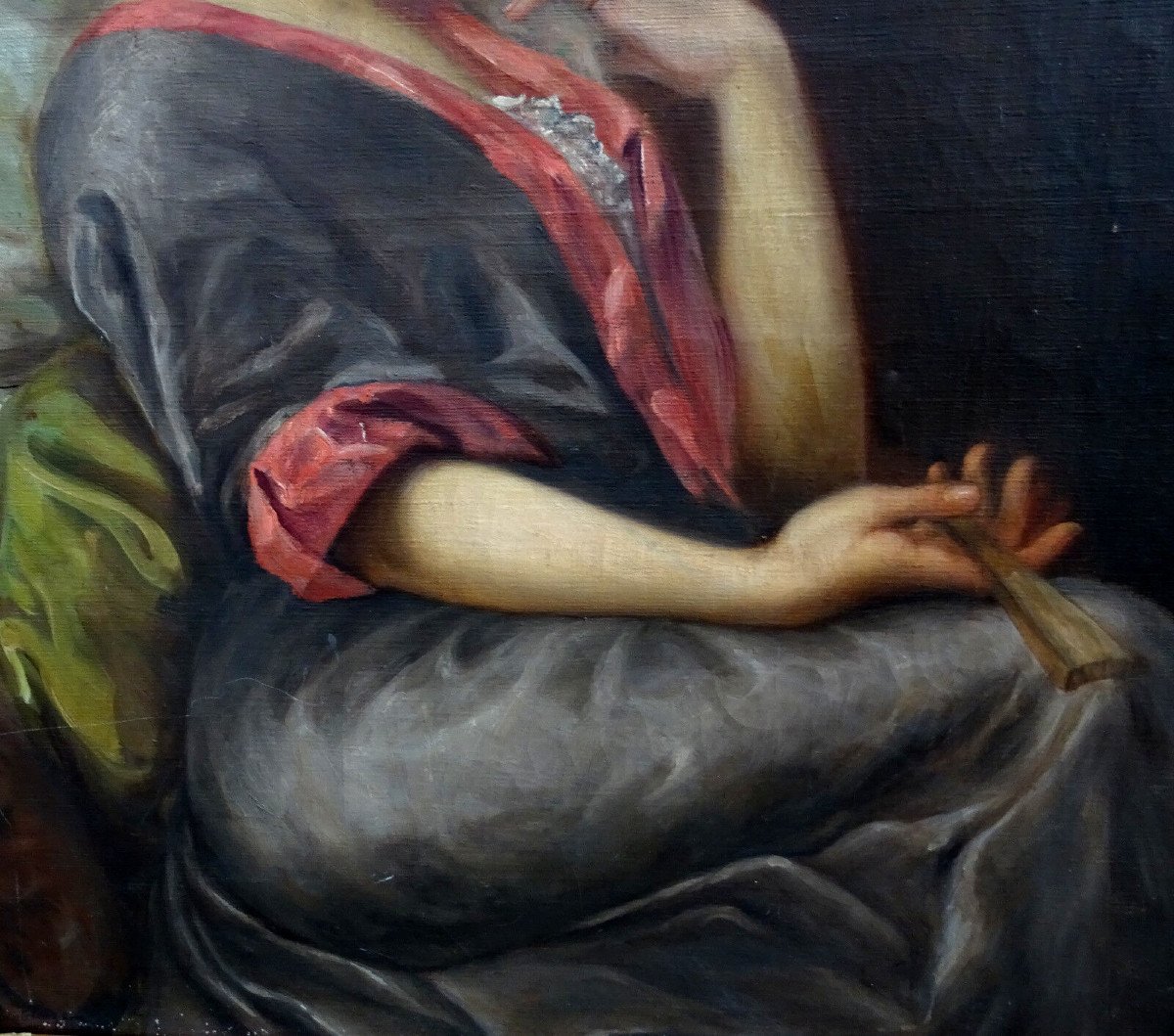 M Chantelauzen Portrait Of A Woman Oil/canvas 19th-20th Century-photo-1
