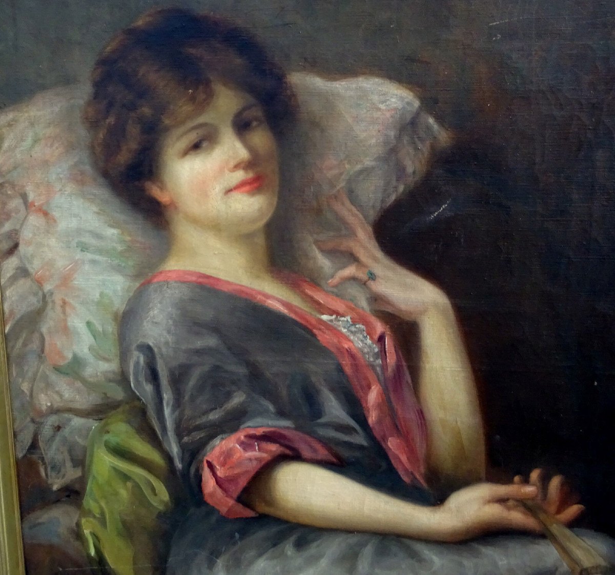 M Chantelauzen Portrait Of A Woman Oil/canvas 19th-20th Century-photo-3