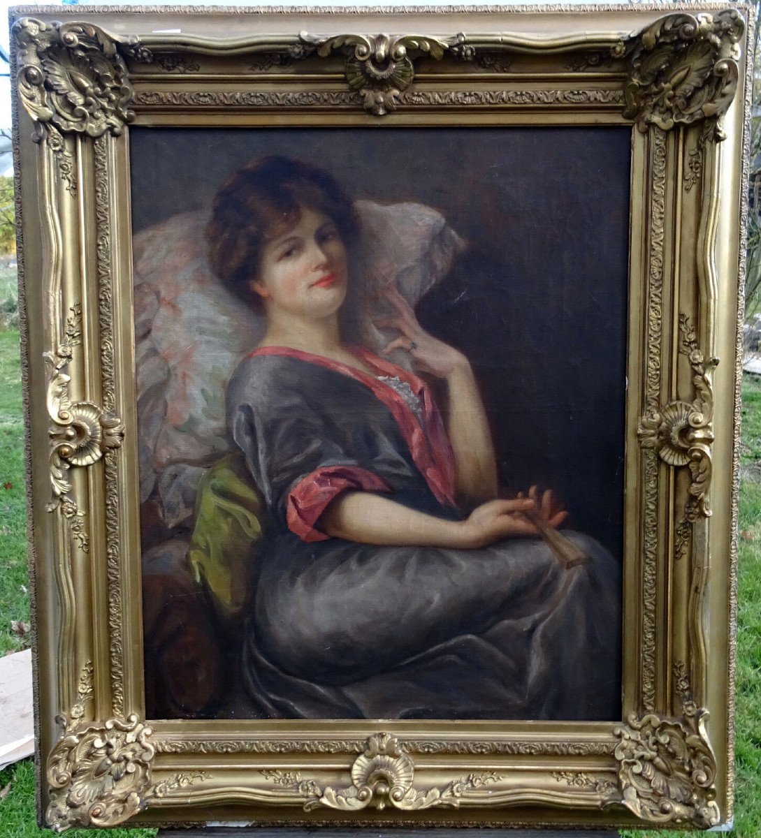 M Chantelauzen Portrait Of A Woman Oil/canvas 19th-20th Century