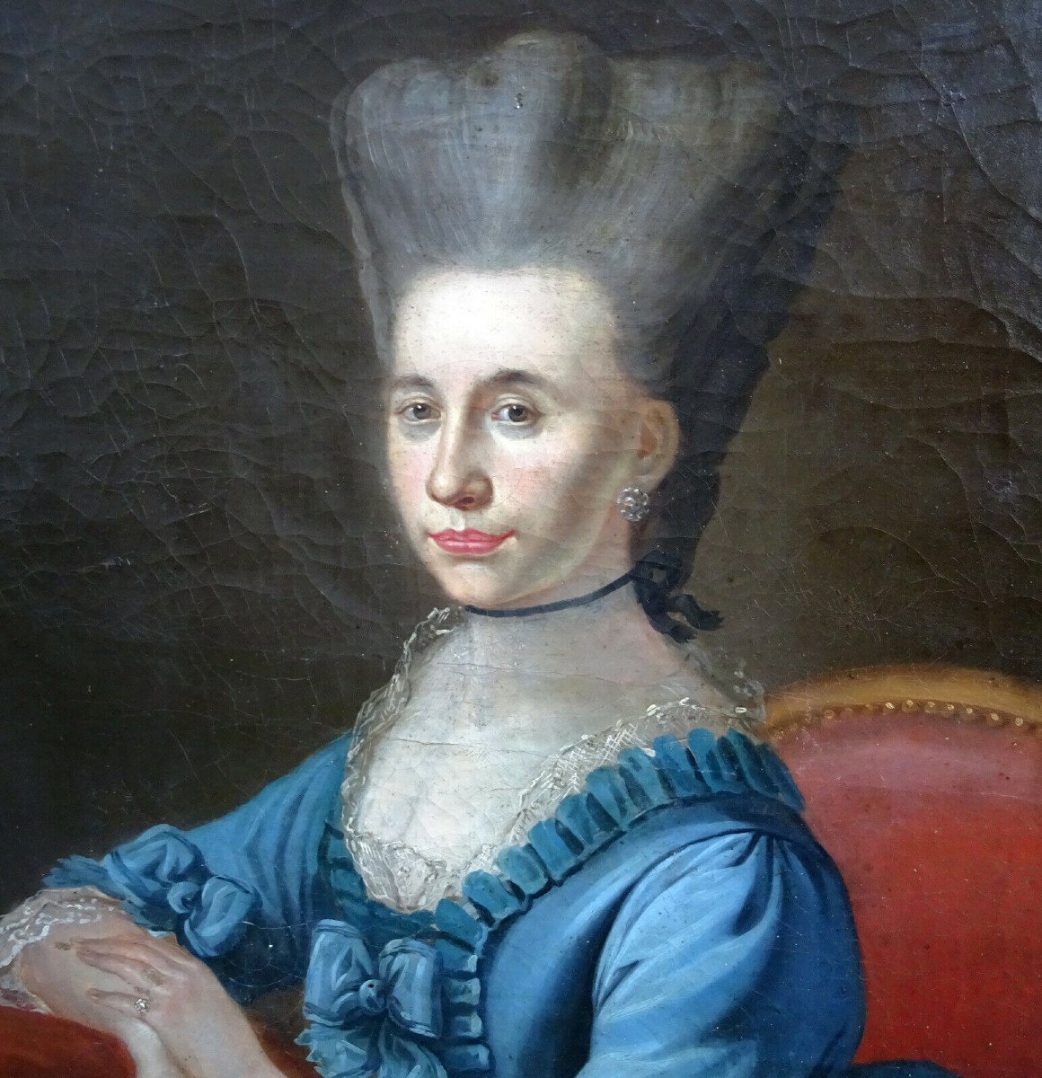 Delerive Portrait Of A Woman Louis XVI Period Oil/canvas 18th Century-photo-3