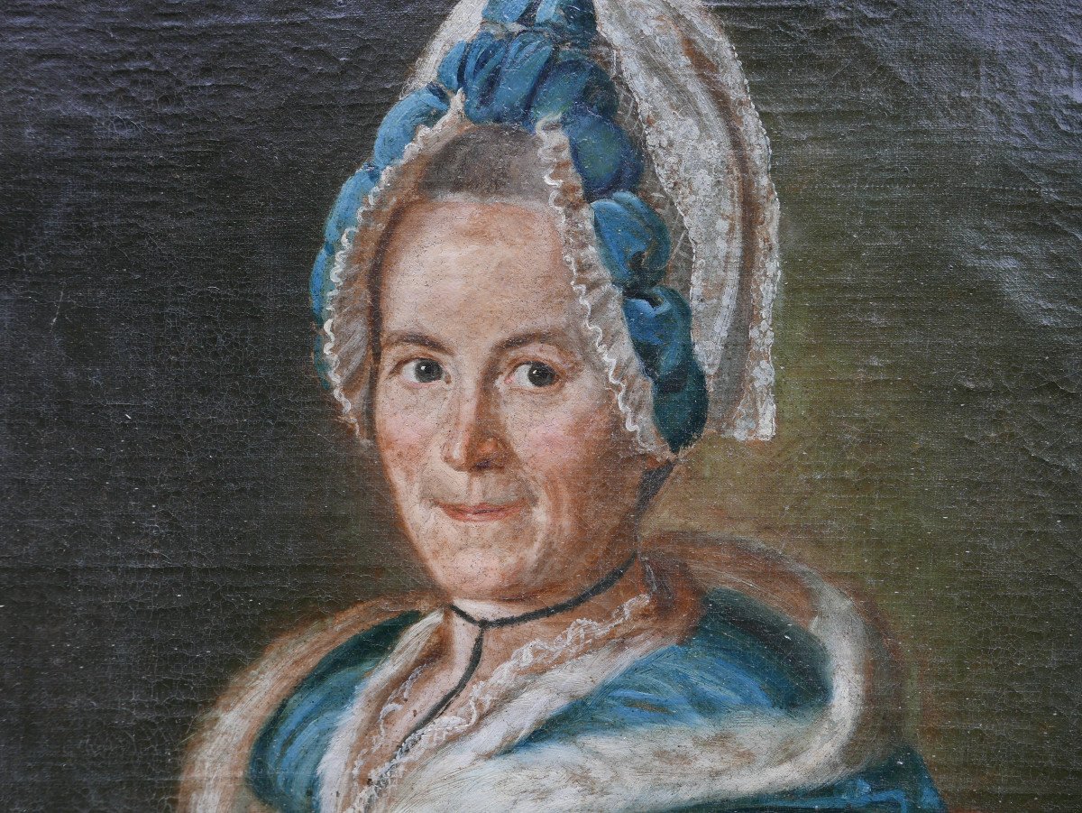 Portrait Of A Woman With Grapes Oil/canvas From The 18th Century-photo-2