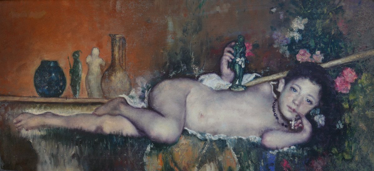 Portrait Jeune Femme d'Après Antonio Mancini Huile/panneau Du XIXème Siècle-photo-4
