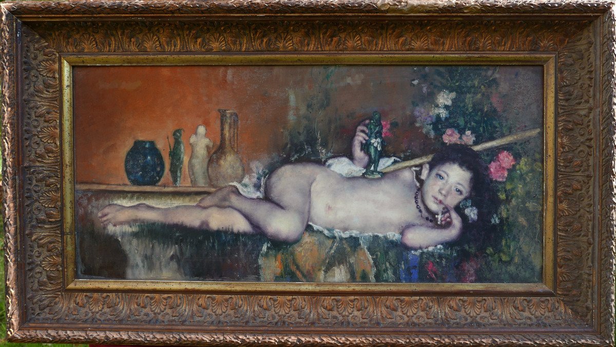 Portrait Jeune Femme d'Après Antonio Mancini Huile/panneau Du XIXème Siècle