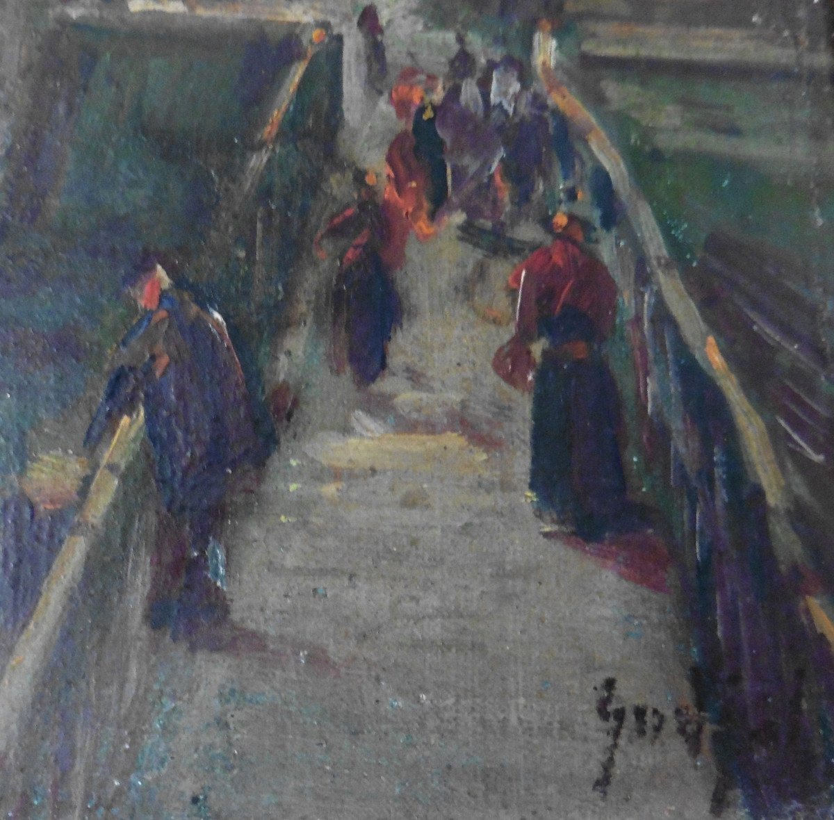 Tableau Paysage Paris La Seine Bateau Vapeur Huile/toile XIXème Siècle Signé-photo-7