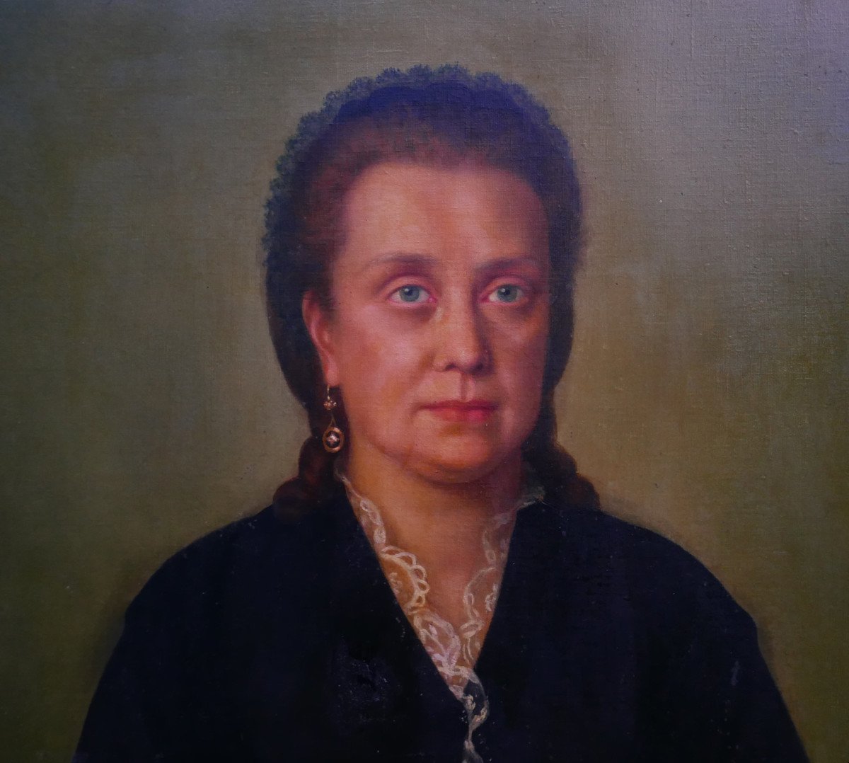 Portrait De Femme Second Empire Huile Sur Toile XIXème Siècle-photo-2