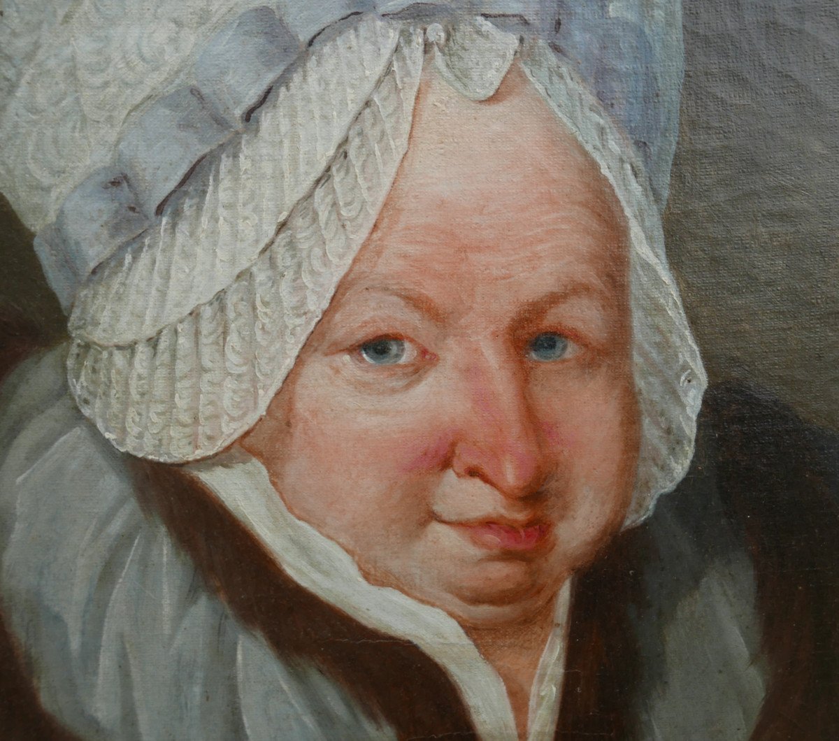 Portrait Femme à La Coiffe En Ovale Epoque Louis XVI Huile/toile XVIIIème Siècle-photo-4