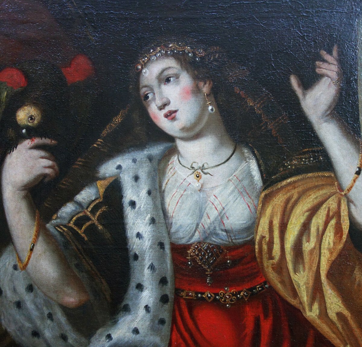 Portrait De Femme d'Après Abraham Janssens Huile/toile Du XVIIème Siècle-photo-2