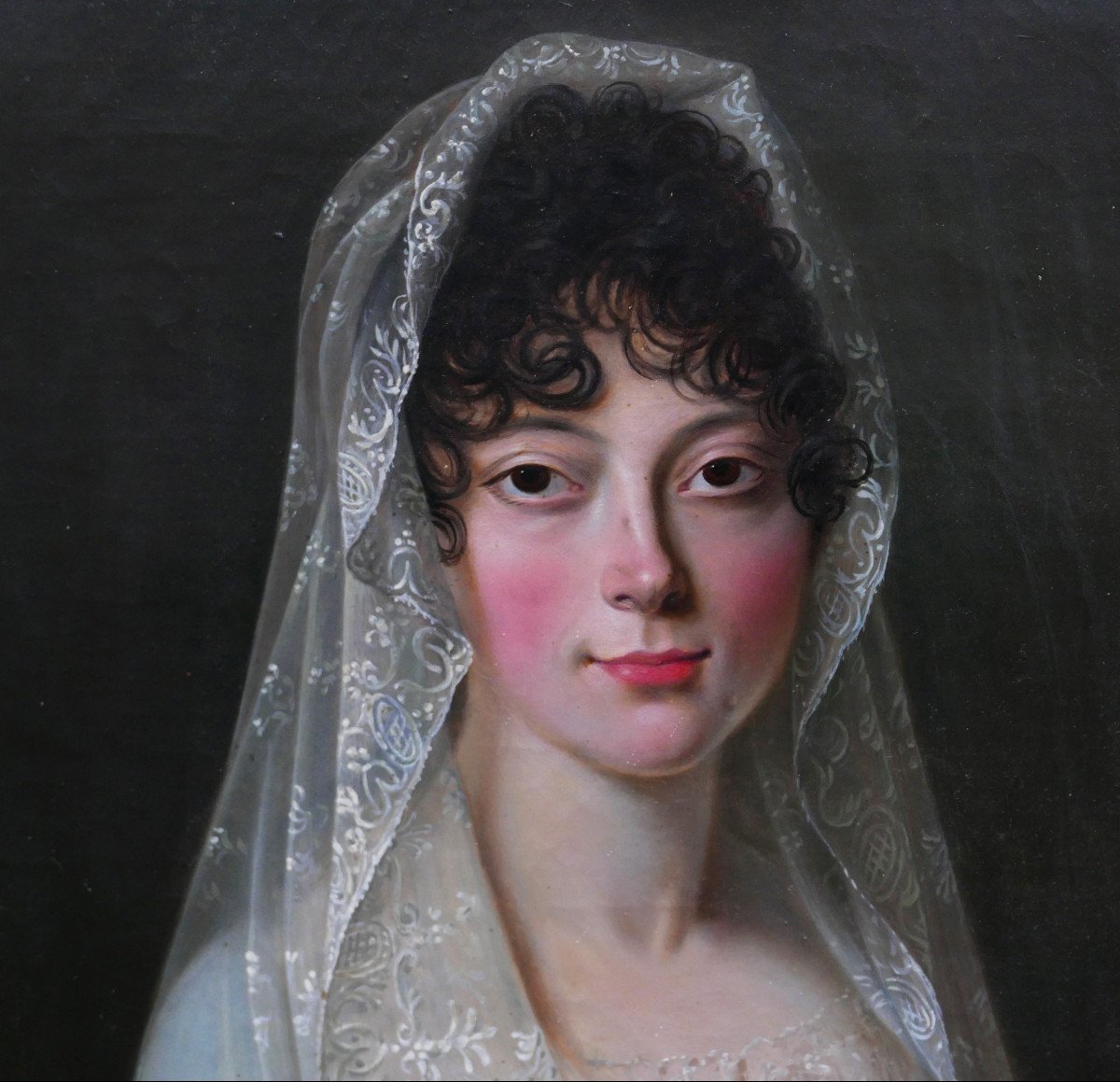 Portrait Of A Young Woman, 1st Empire Period, Oil/canvas, Early 19th Century-photo-2