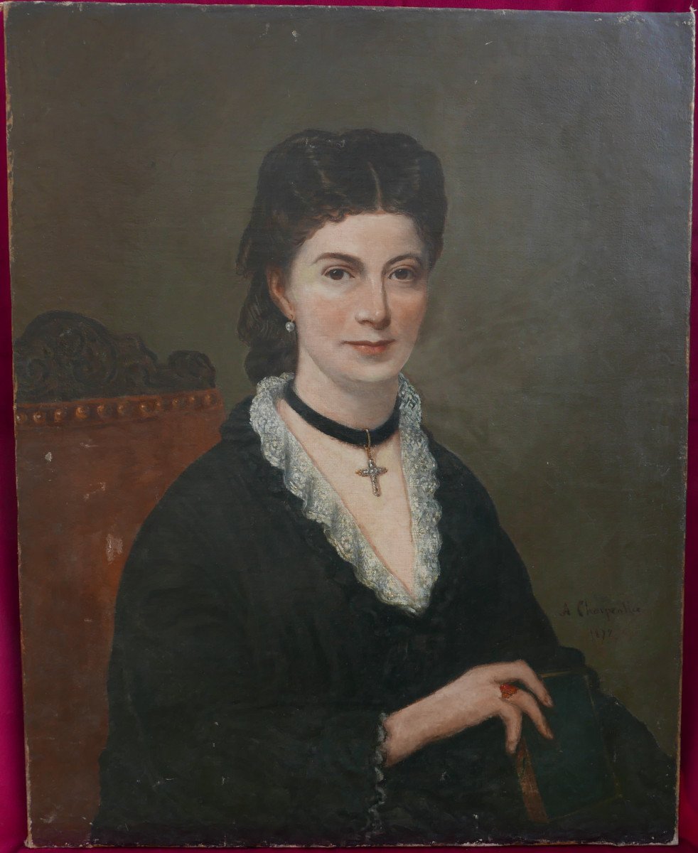 Auguste Charpentier Portrait De Femme Ecole Française Huile/toile Du XIXe Siècle