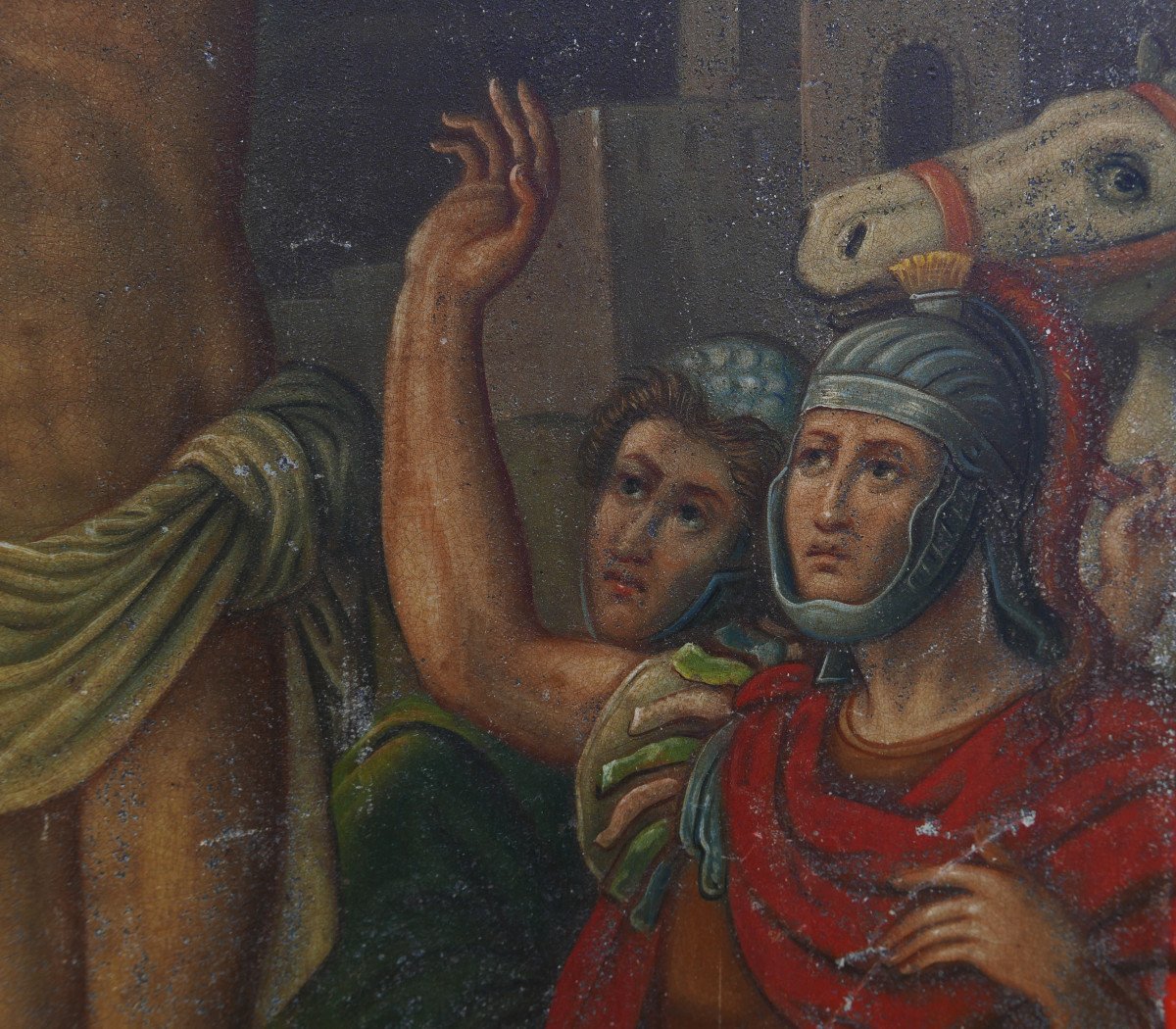 Scène Religieuse Mort De Jésus Christ Sur La Croix Huile/tôle Du XIXème Siècle-photo-2