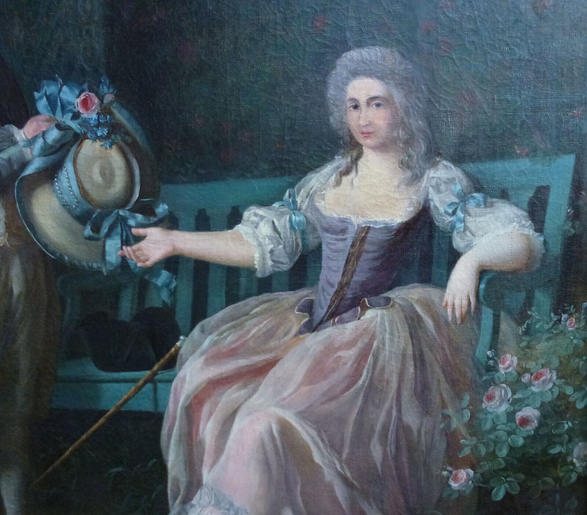 Painting Portrait Man And Woman Louis XVI Period Oil/canvas 18th Century-photo-1