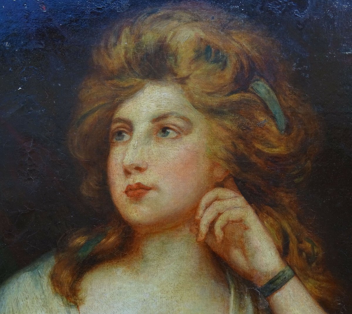 Portrait De Jeune Femme Ecole Anglaise Du XVIIIème Siècle Huile Sur Toile-photo-2
