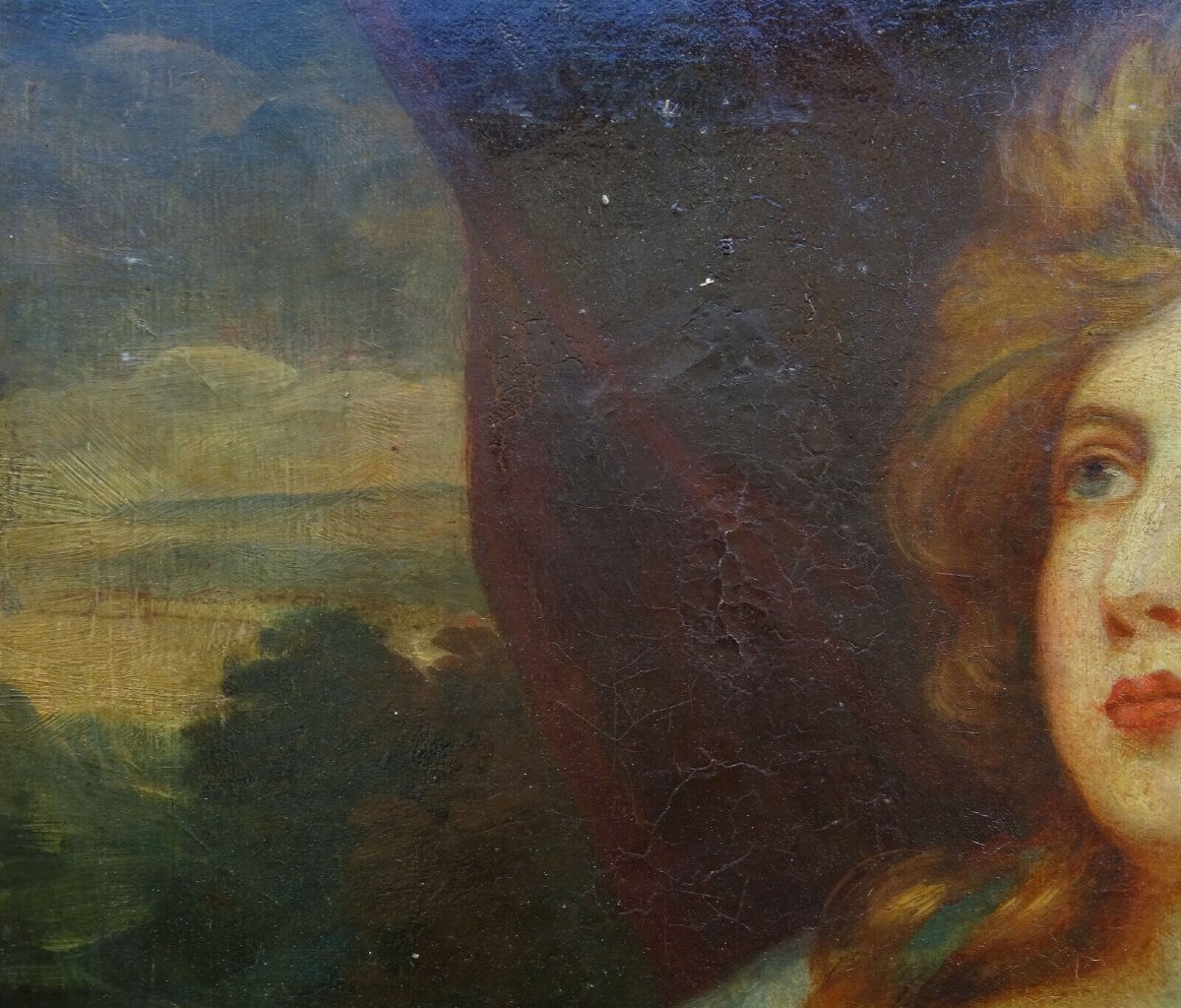 Portrait De Jeune Femme Ecole Anglaise Du XVIIIème Siècle Huile Sur Toile-photo-4