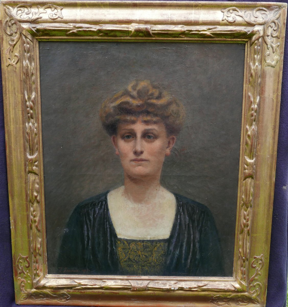 J. Lascases Portrait Of A Woman French School Early 20th Century Oil/canvas-photo-2