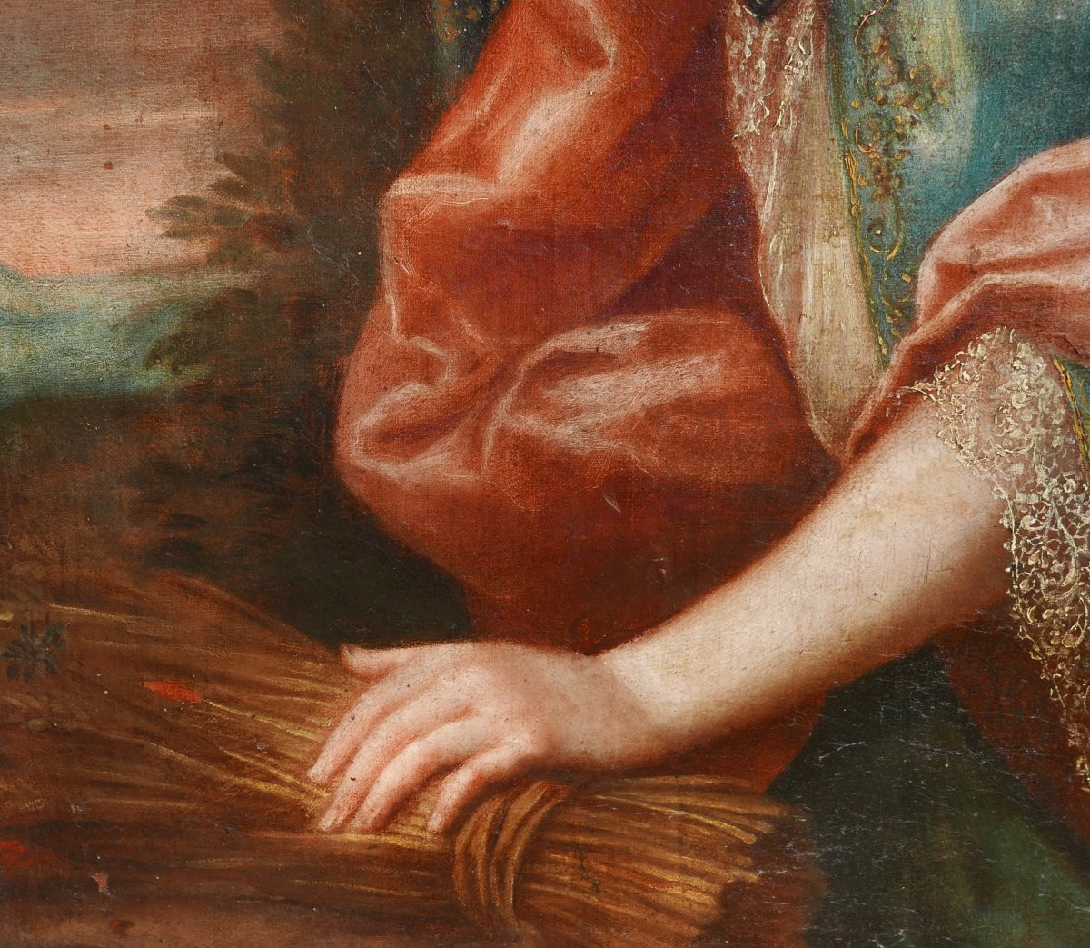 Portrait De Jeune Femme d'Epoque Régence Louis XV Huile/toile Du XVIIIème Siècle-photo-5