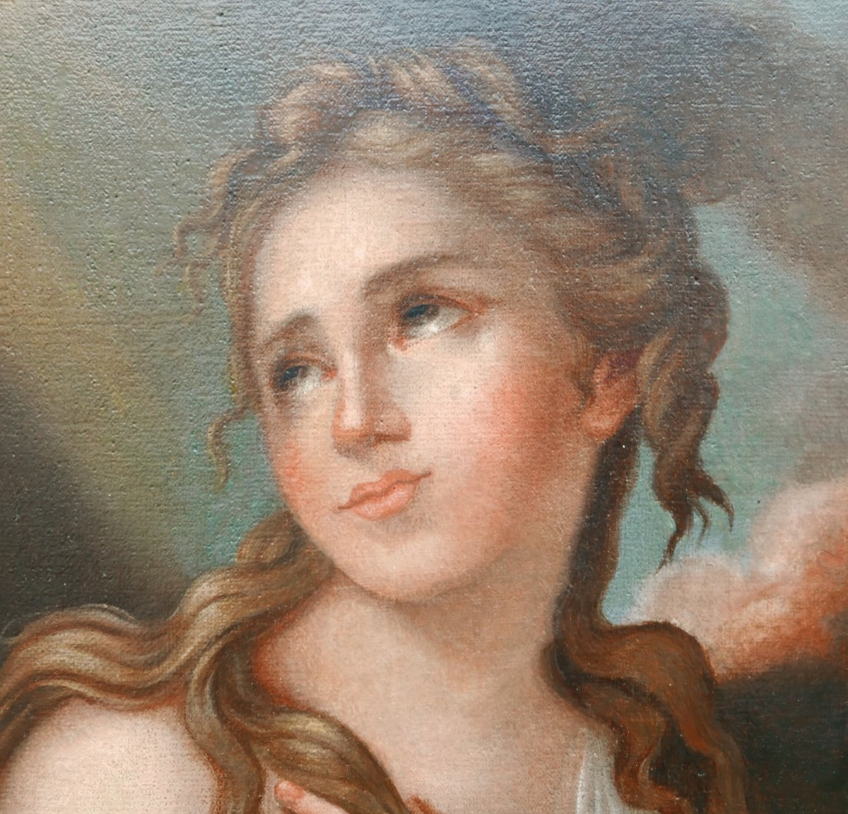 Portrait De Jeune Femme Epoque Louis XV Huile/toile Du XVIIIème Siècle-photo-4