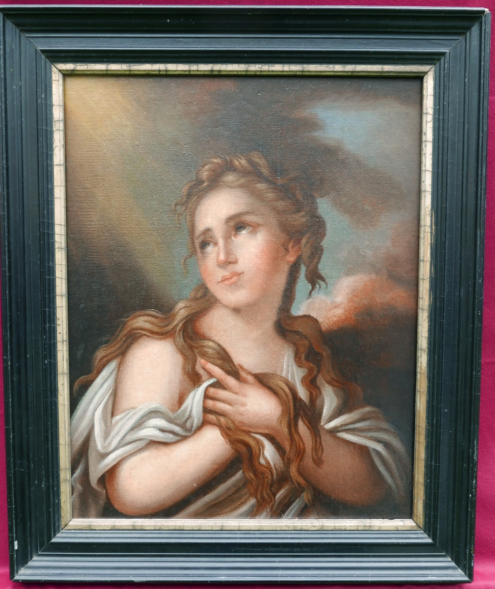 Portrait De Jeune Femme Epoque Louis XV Huile/toile Du XVIIIème Siècle
