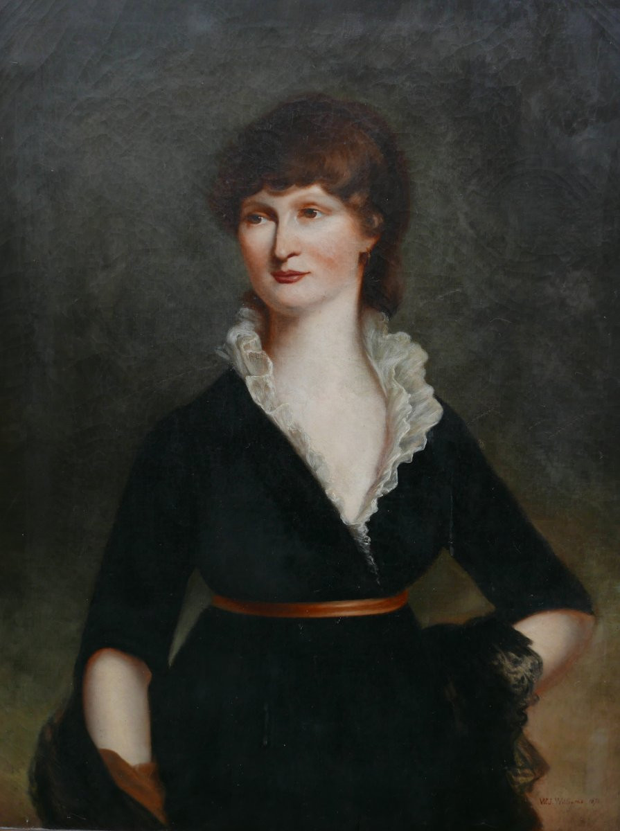 Williams Grand Portrait De Jeune Femme Huile/toile Du XIXème Siècle-photo-3