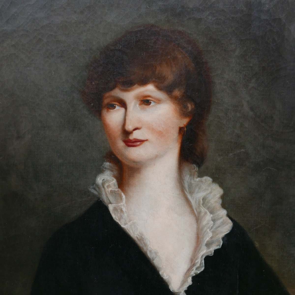 Williams Grand Portrait De Jeune Femme Huile/toile Du XIXème Siècle-photo-2