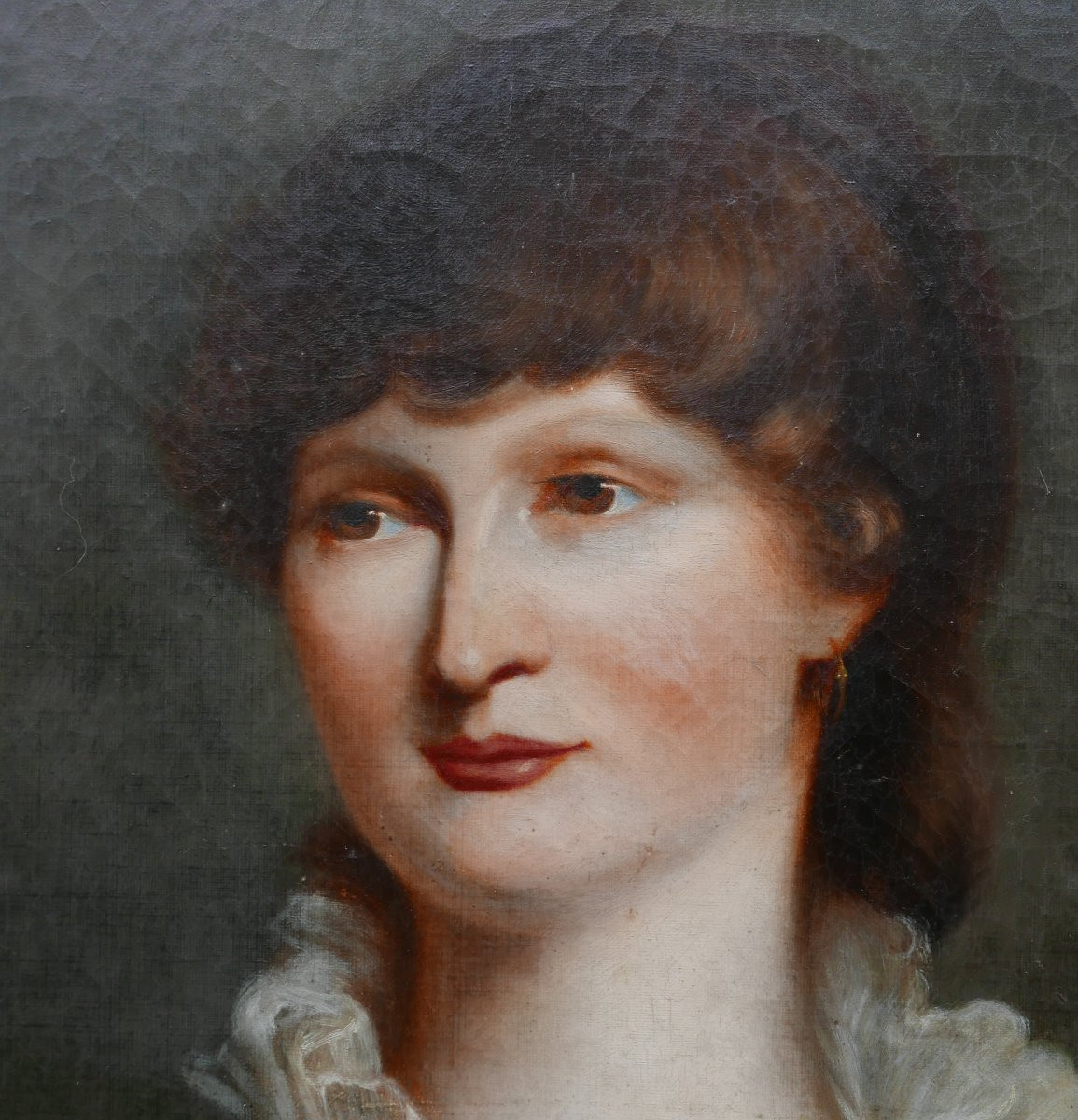 Williams Grand Portrait De Jeune Femme Huile/toile Du XIXème Siècle-photo-3