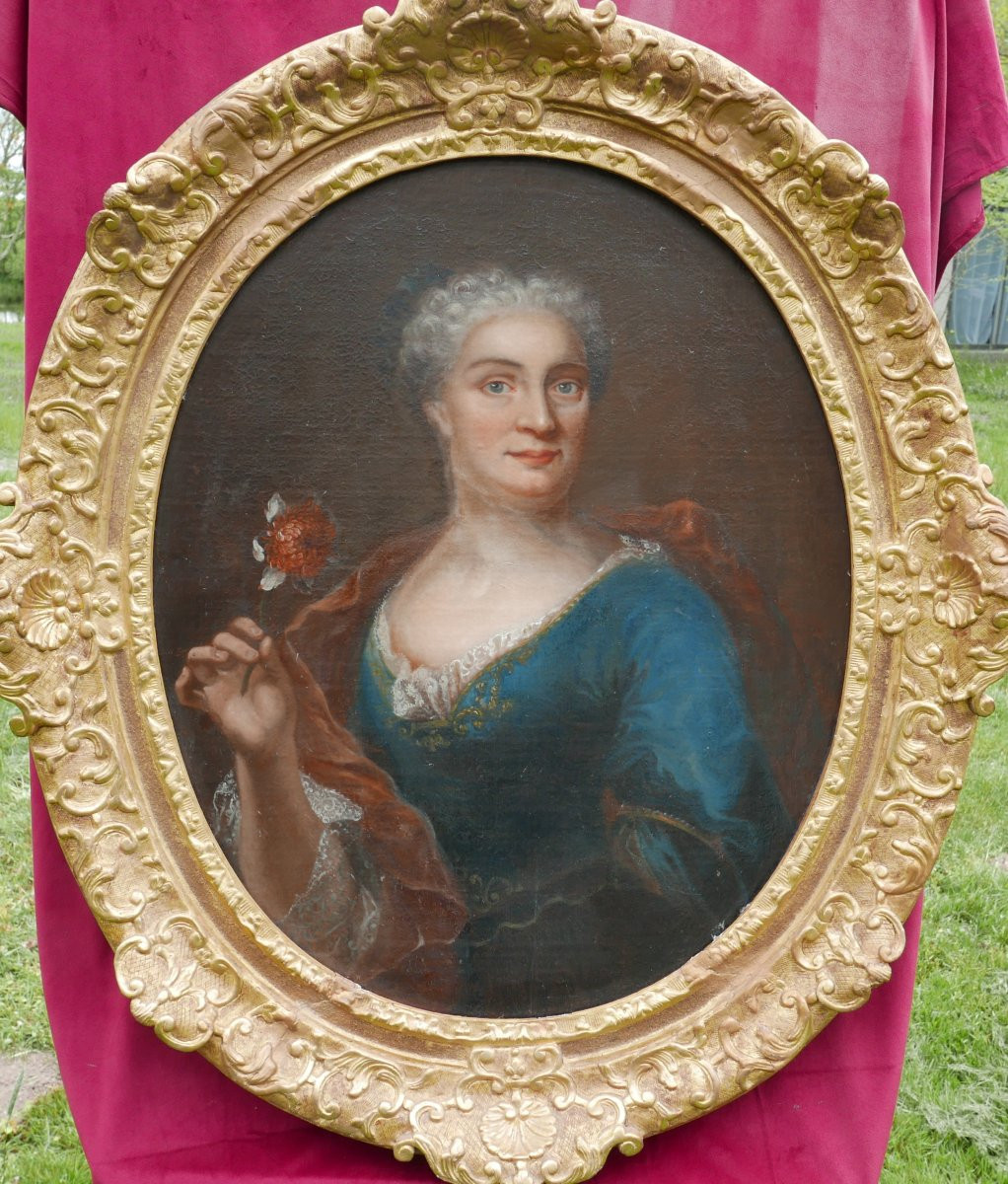 Oval Portrait Of A Woman, Regency Period, Louis XV, Oil/canvas, 18th Century-photo-2