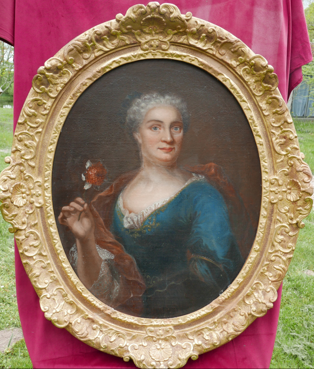 Oval Portrait Of A Woman, Regency Period, Louis XV, Oil/canvas, 18th Century
