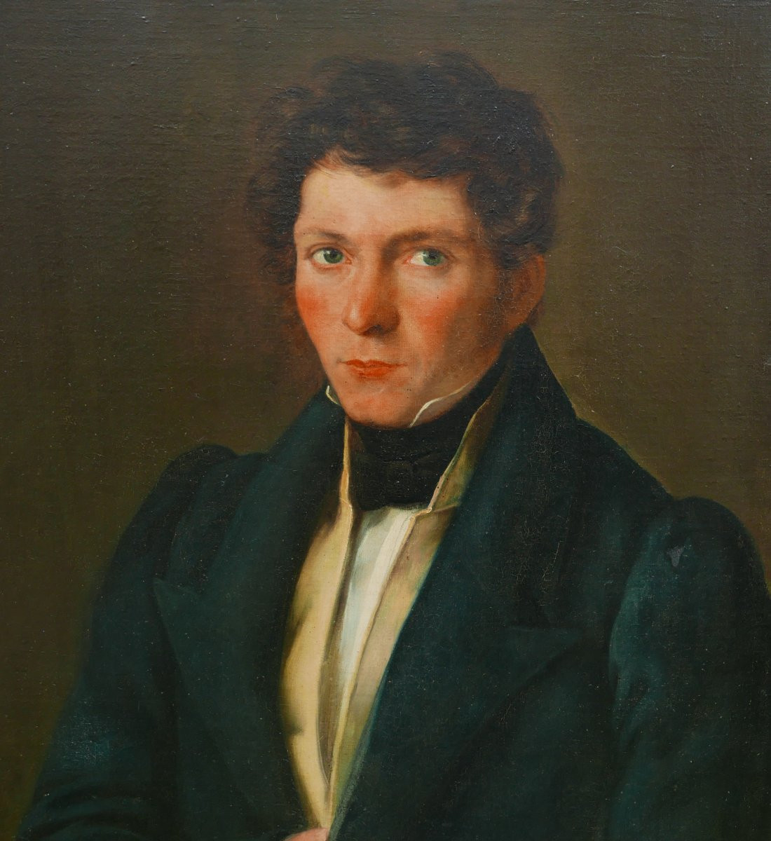 Large Portrait Of A Man Louis XVIII Period Oil/canvas 19th Century-photo-3