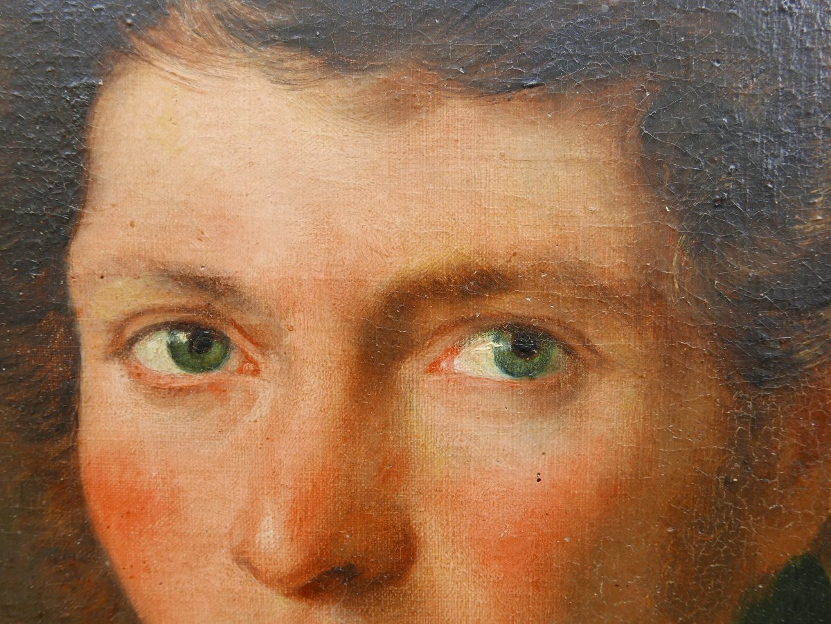 Large Portrait Of A Man Louis XVIII Period Oil/canvas 19th Century-photo-4