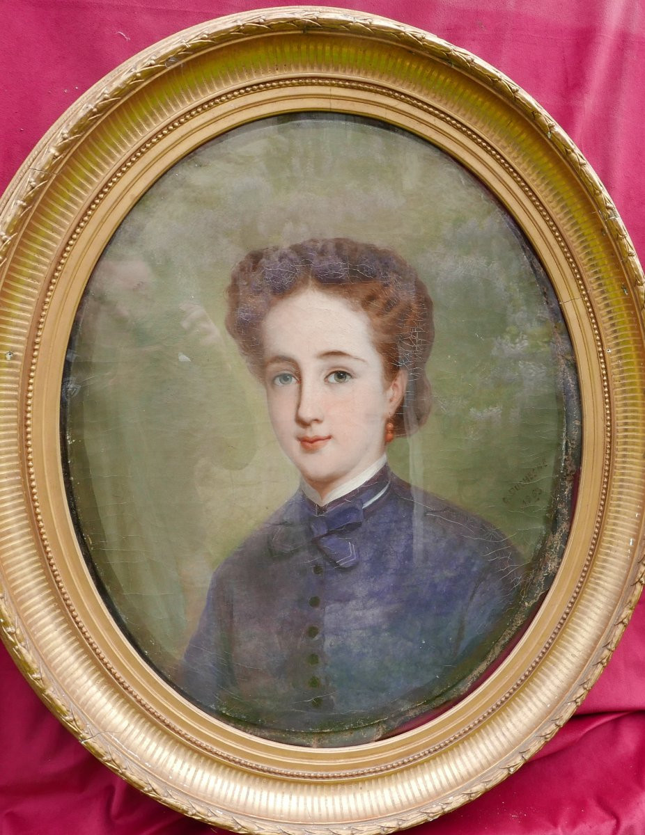 Duchesne Portrait Of A Young Woman Napoleon III Oil/canvas 19th Century-photo-3