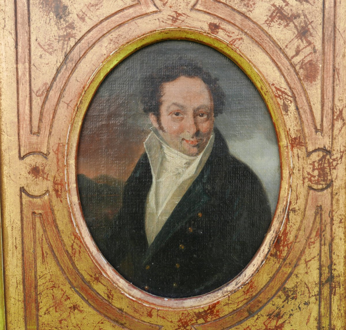 Portrait d'Homme Jean-baptiste Quidant Huile/panneau Du XIXème Siècle-photo-3
