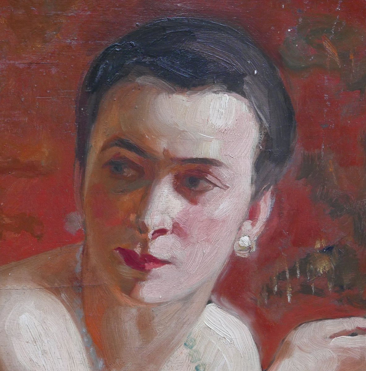 Lebelair Portrait Of A Woman Art Deco Oil/panel Early 20th Century Signed-photo-3